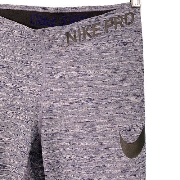 Nike Pants - Nike Pro Leggings Mesh Panel Full Length Blue Space Dye Stripes Women’s Size S